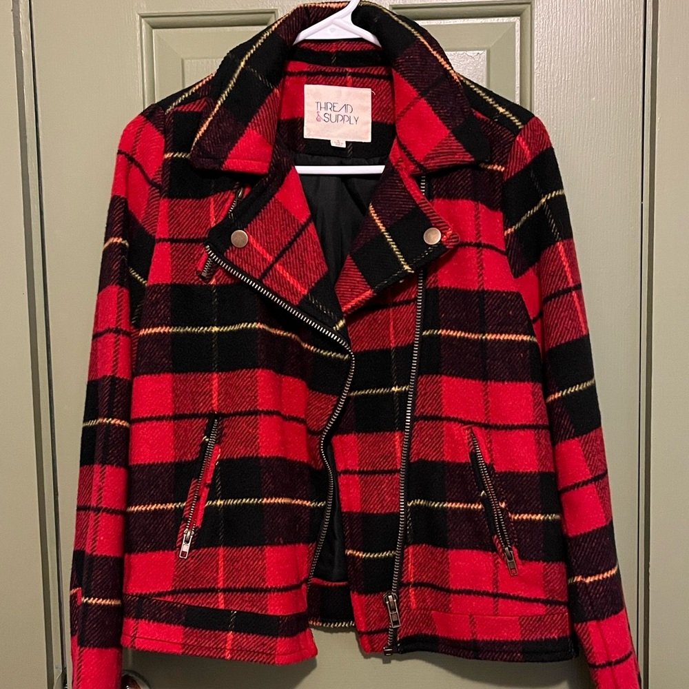 THREAD & SUPPLY Plaid Moto Jacket
